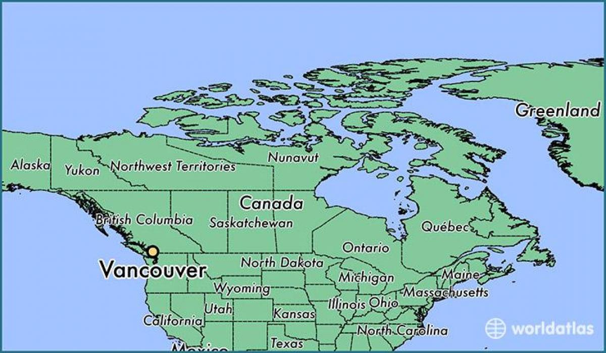 加拿大的地图显示出的温哥华