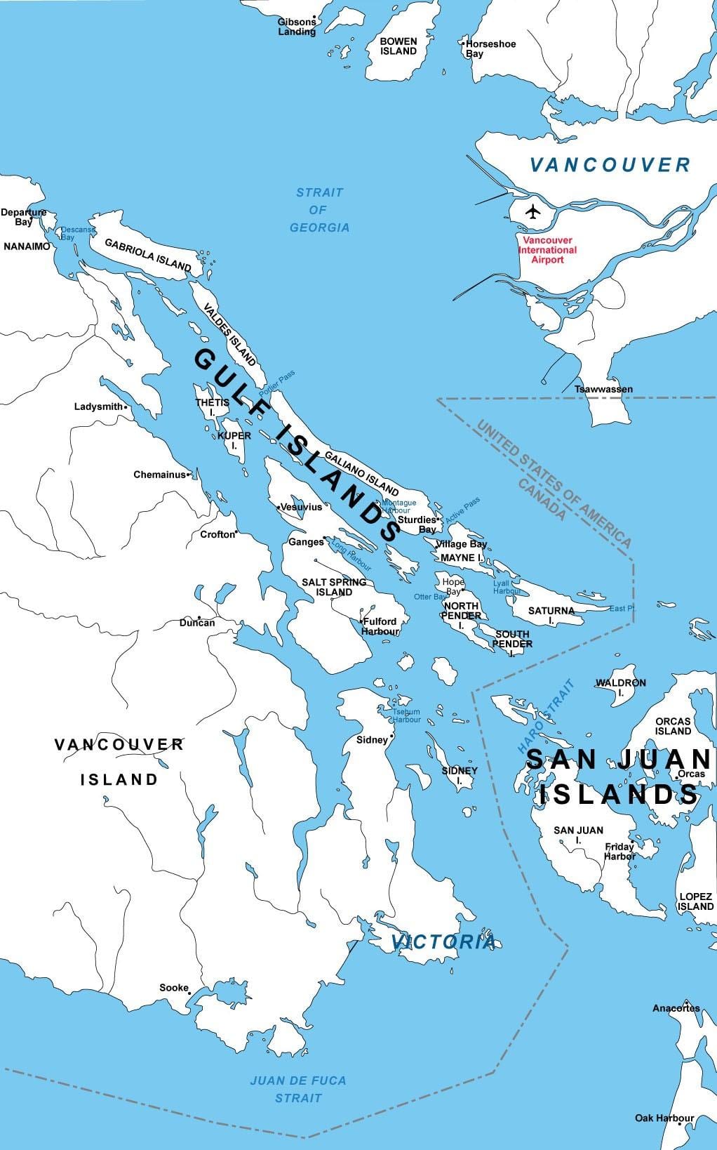 地图北部的海湾海岛 