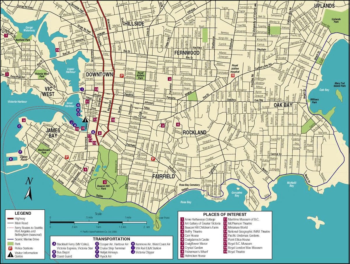 地图的加拿大温哥华及周边地区