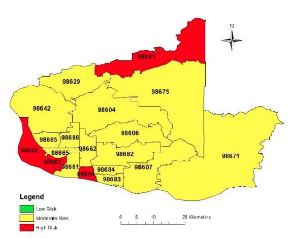不列颠哥伦比亚的区域代码地图