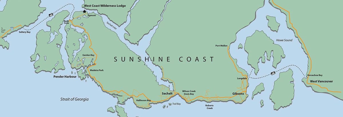西海岸的温哥华岛的地图