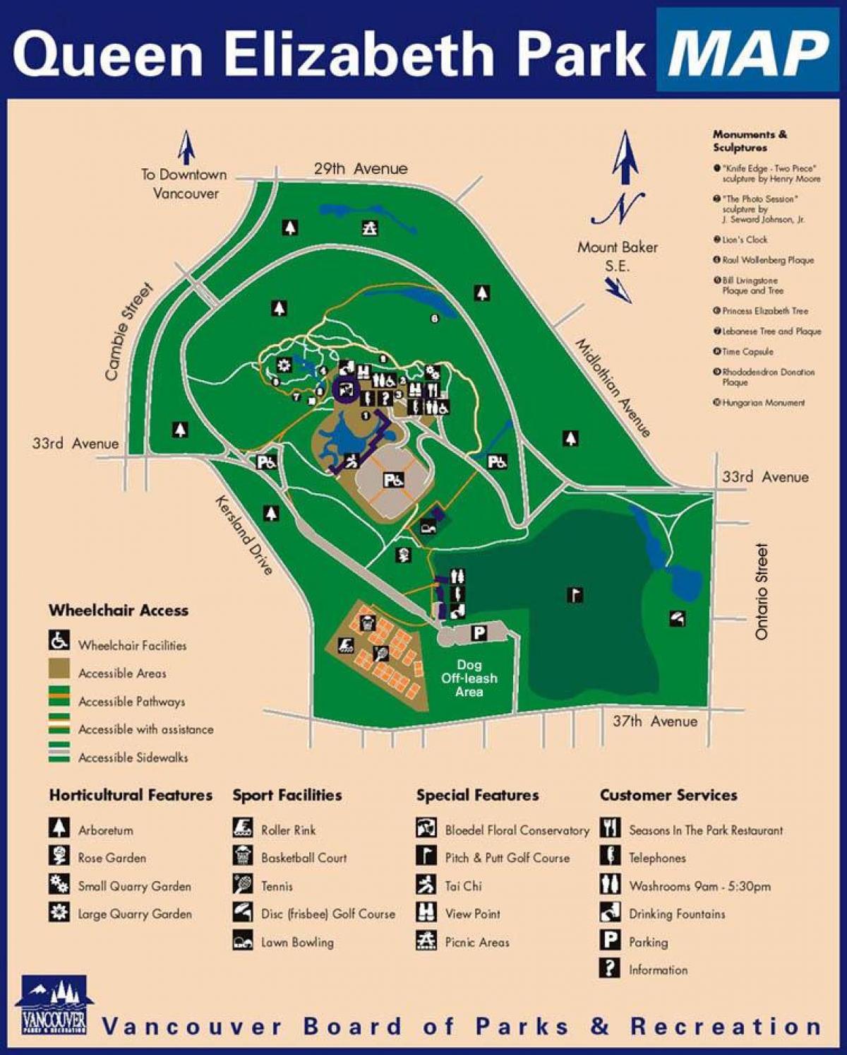 地图伊丽莎白女王公园温哥华