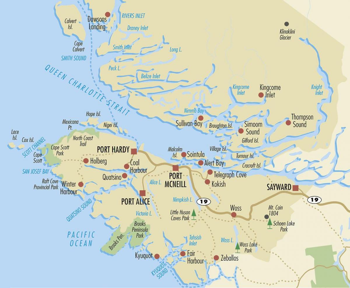 地图的北温哥华岛