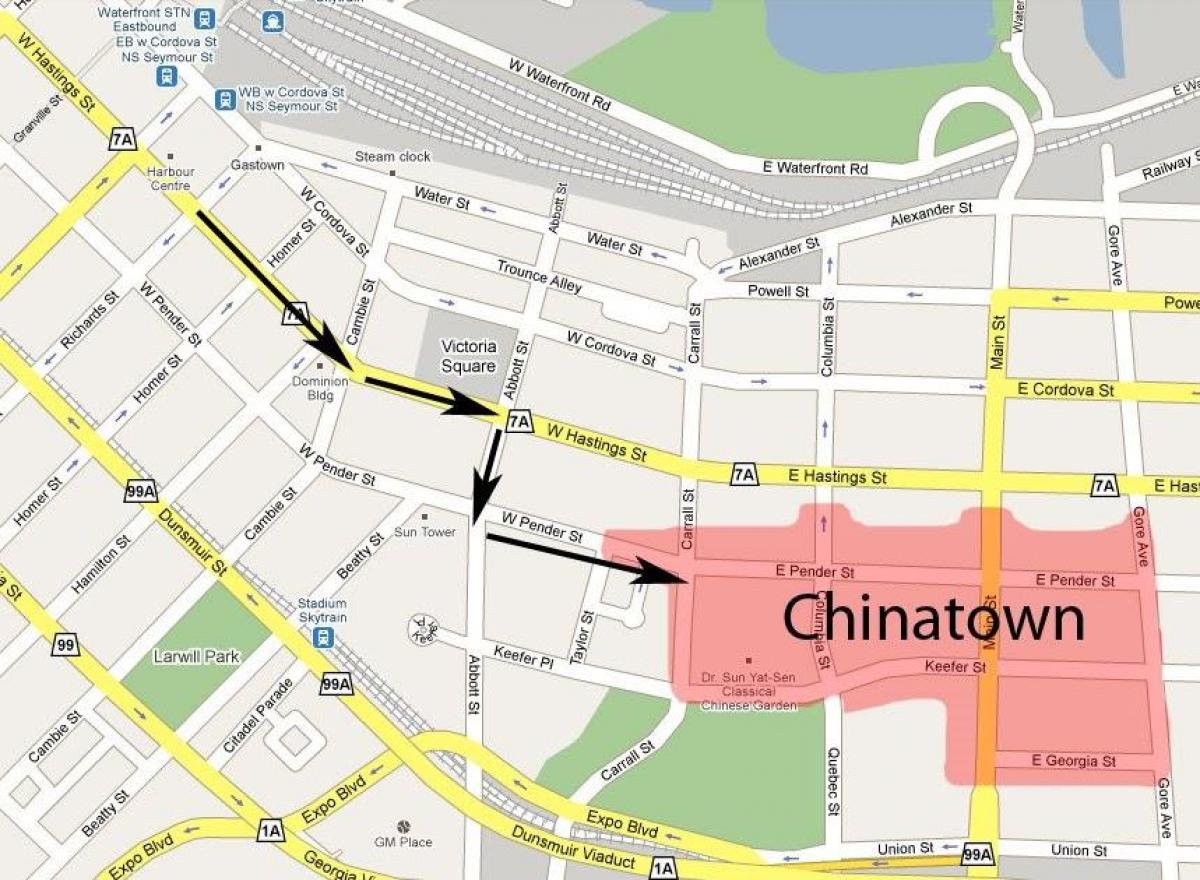 地图上的唐人街温哥华