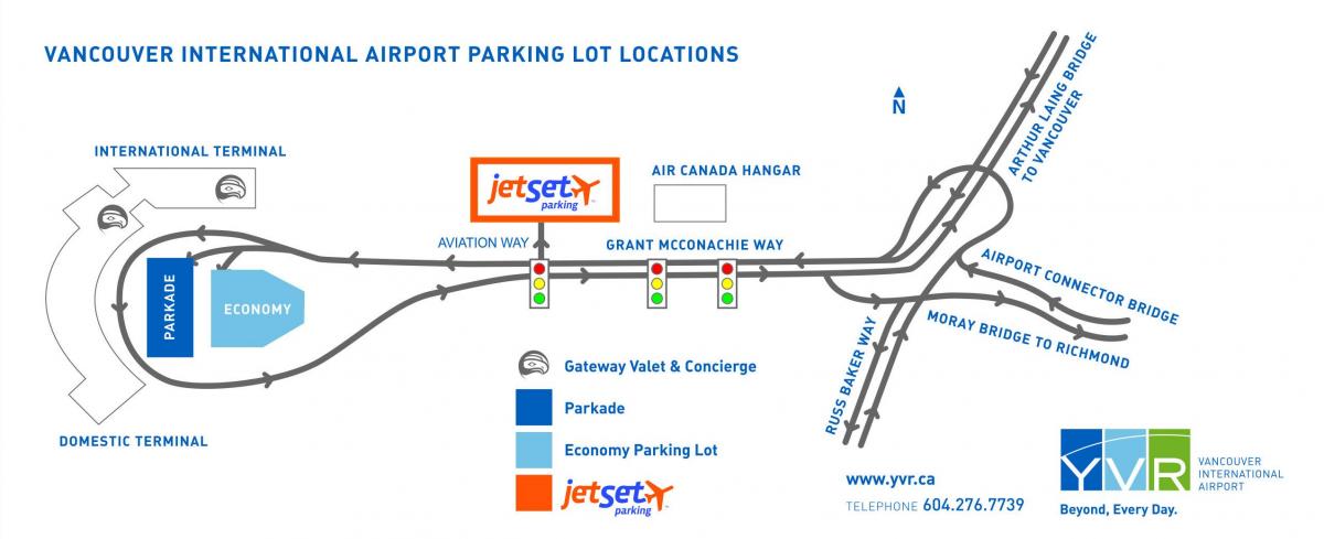 温哥华机场停车场的地图