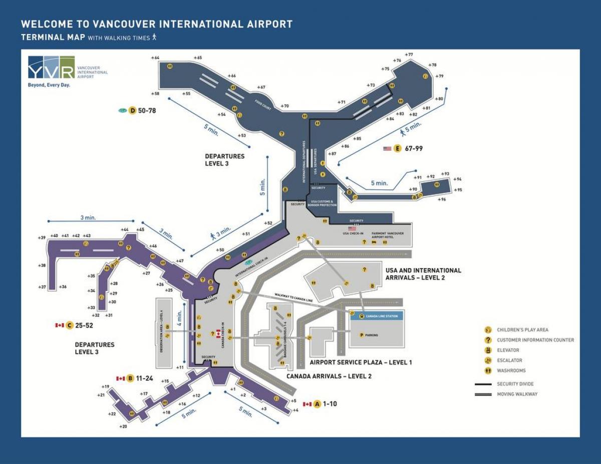 加拿大温哥华机场的地图