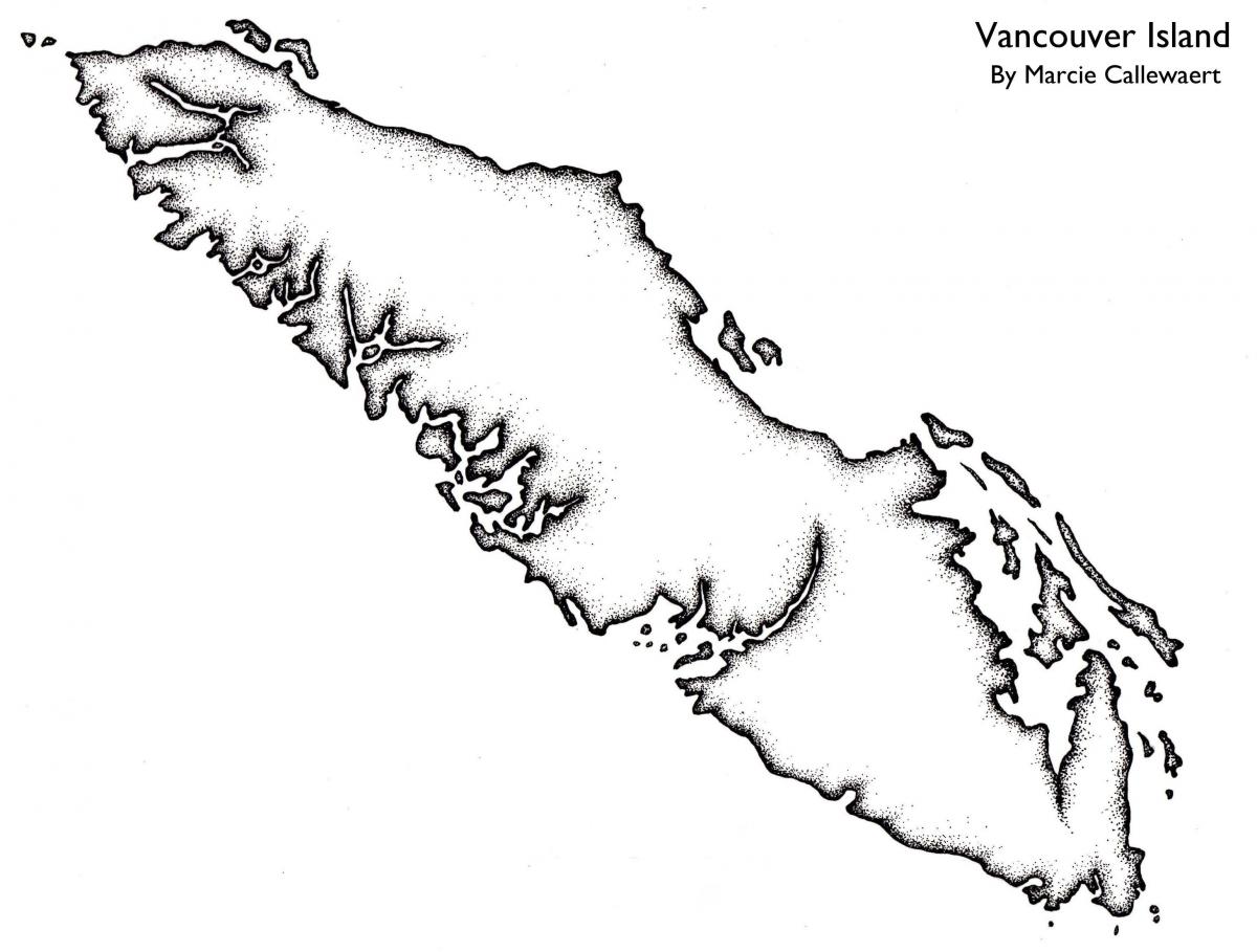 地图温哥华岛屿的轮廓