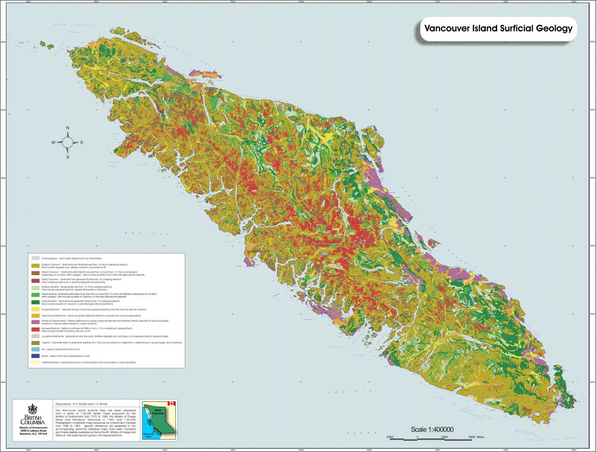 地图温哥华岛的地质学