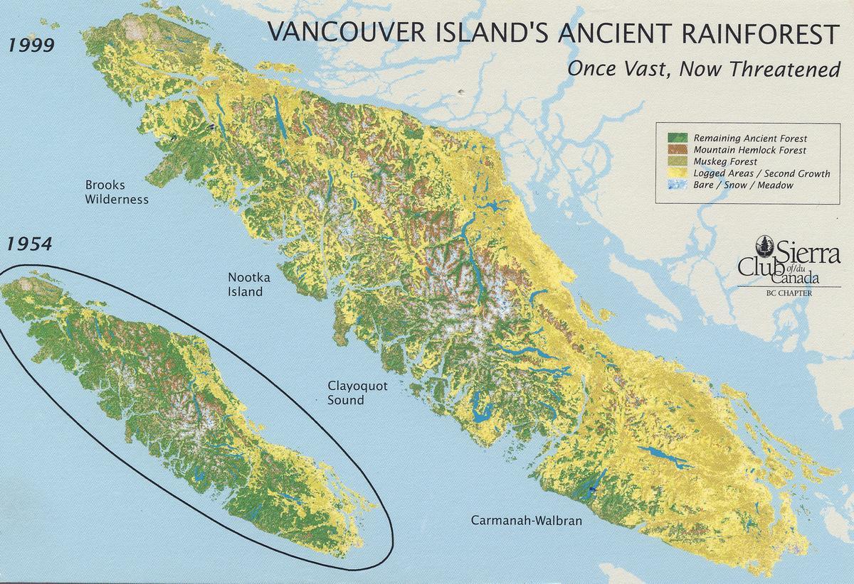 热带雨林温哥华岛的地图