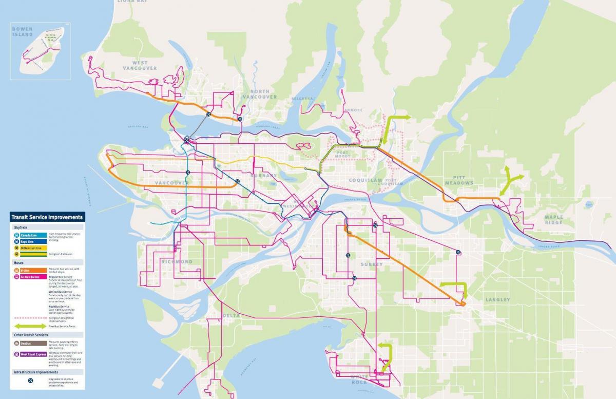 温哥华的过境系统的地图