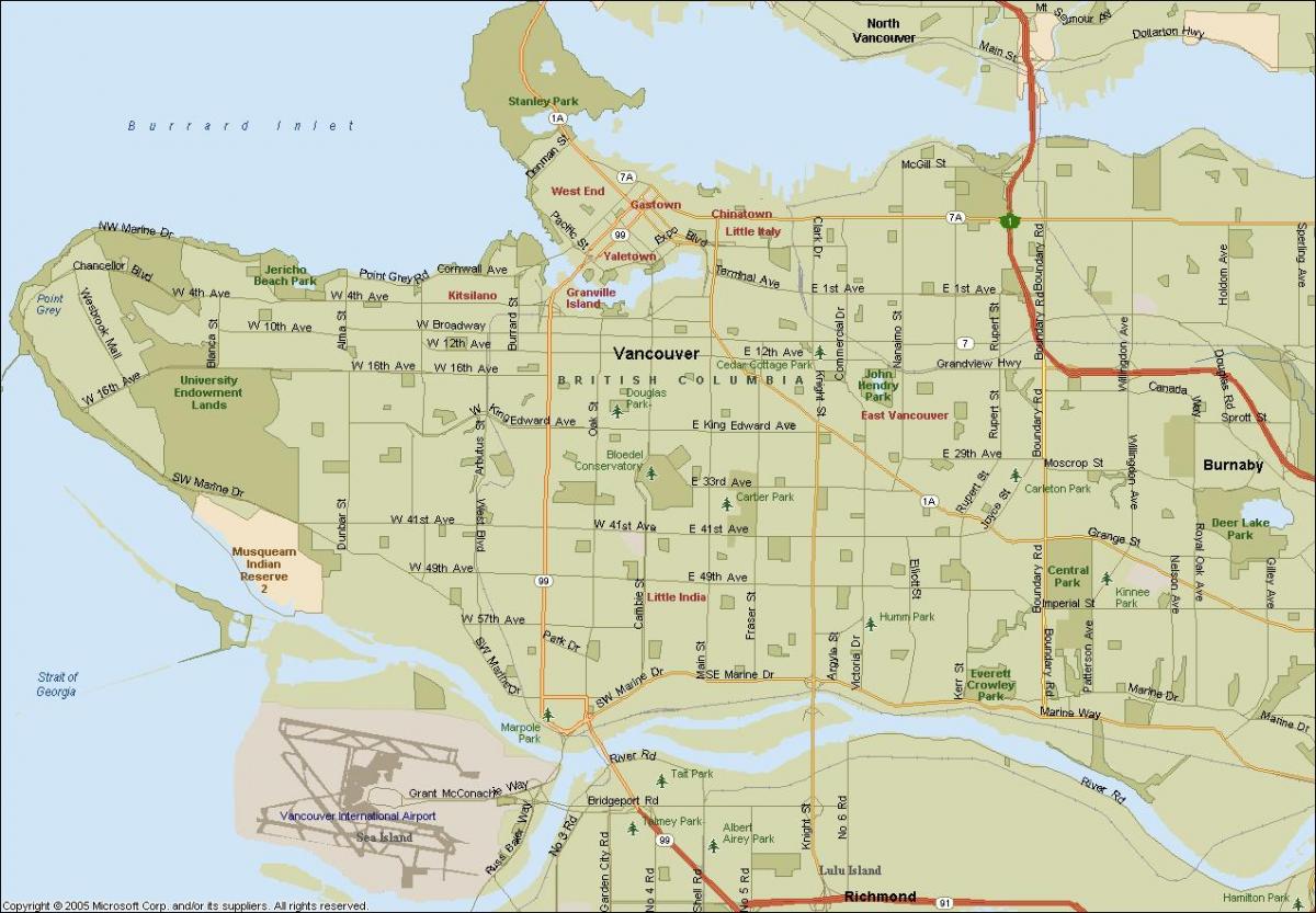 地图的街道加拿大不列颠哥伦比亚省温哥华