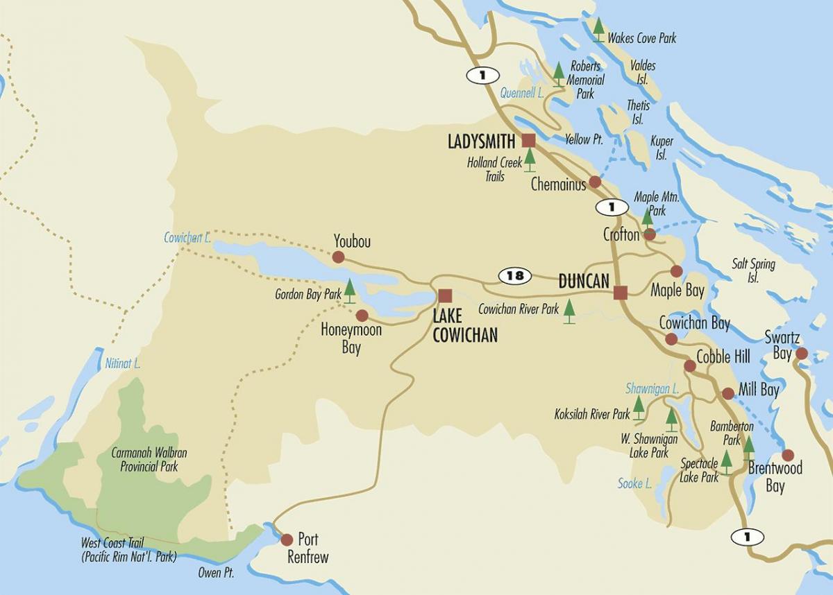 地图邓肯温哥华岛 