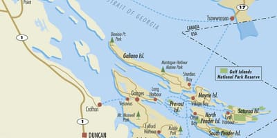 地图的海湾群岛bc canada