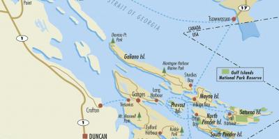 地图的海湾群岛bc canada