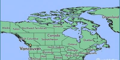 加拿大的地图显示出的温哥华