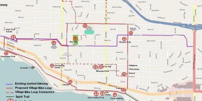 北温哥华骑自行车的地图