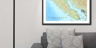 地图温哥华岛的墙
