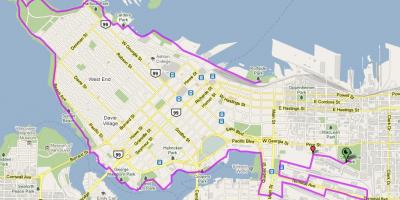 温哥华市的自行车的地图
