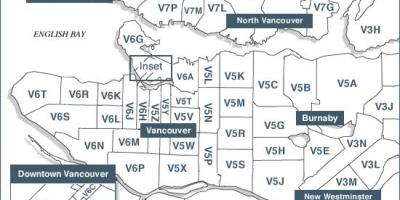 温哥华岛的邮政编码的地图
